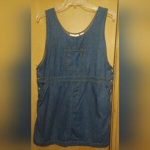 Vtg Penny Lane Denim Jumper Dress Mini Womens Size L 90s Y2K